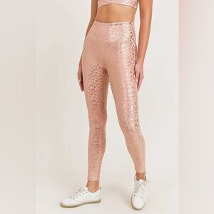 Mono B Rose Gold Cheetah Leopard Leggings Women’s Small Full Length Metallic